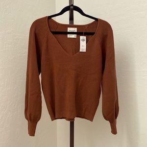 NWT Abercrombie & Fitch brown V neck sweater